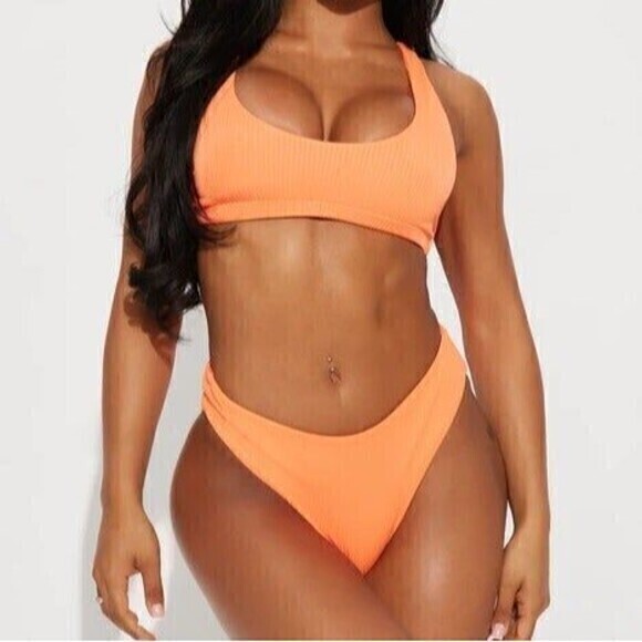 Tinibikini Strappy Back Orange 2 Piece Bikini Size XS RefN11‎ - Picture 1 of 7